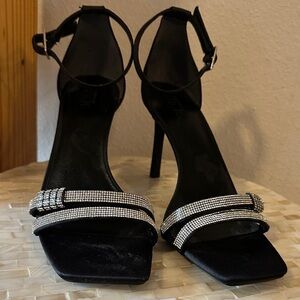 Chic Black and Silver Strappy Heels